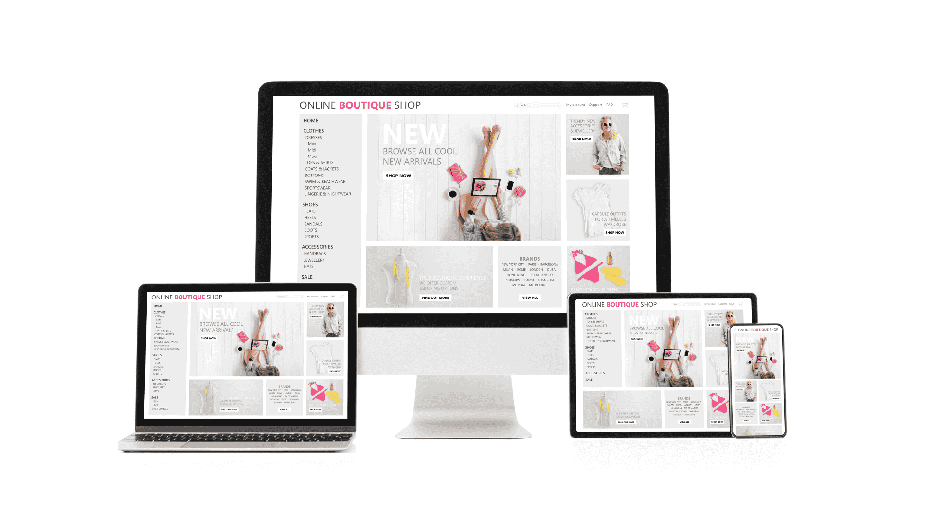 tienda online screens