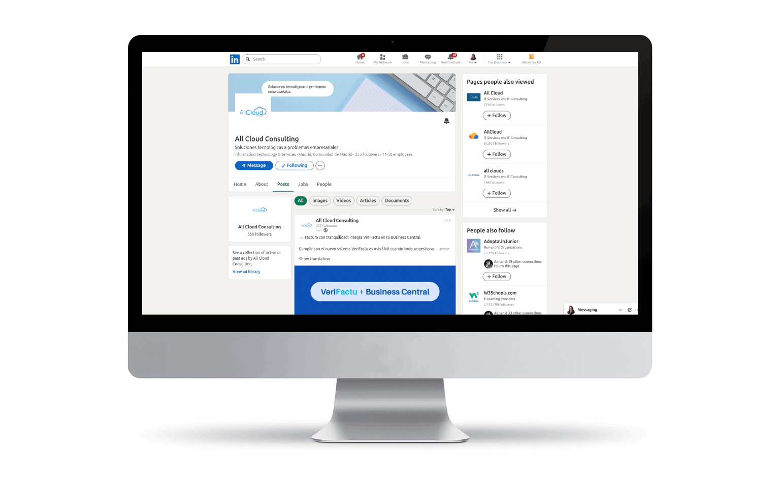 LinkedIn pantalla AC
